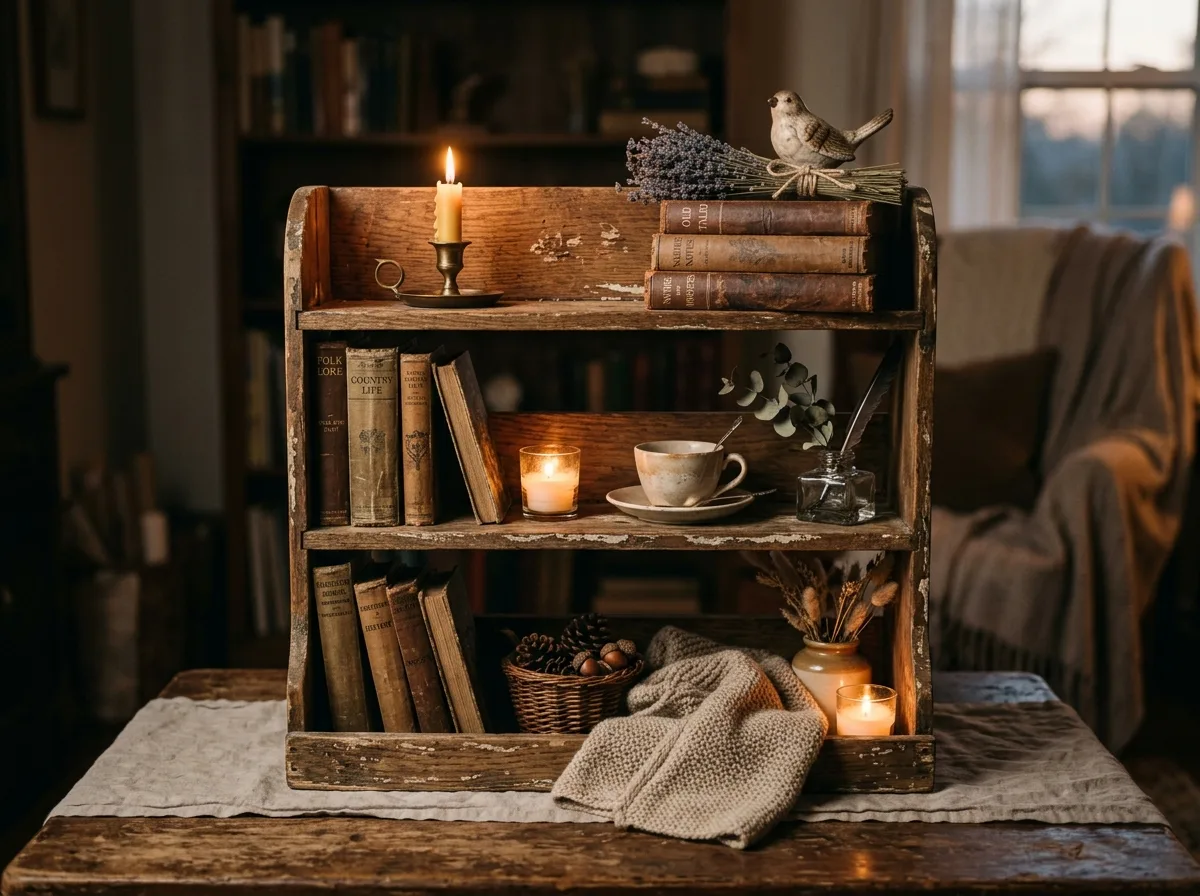 Vintage Winter Charm Tray for 10 winter tiered tray decor ideas after the holidays
